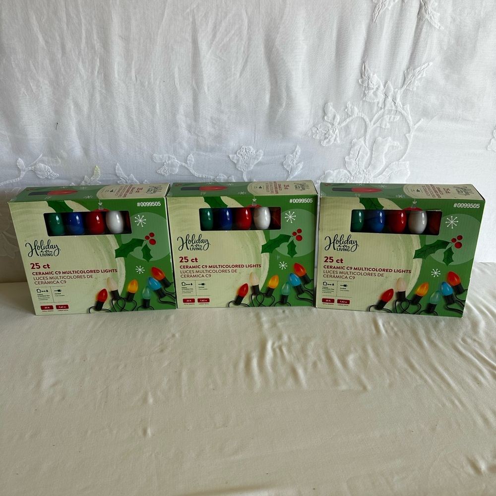 Holiday Time Ceramic C9 Multicolored Lights Set Of 3 Boxes  Christmas